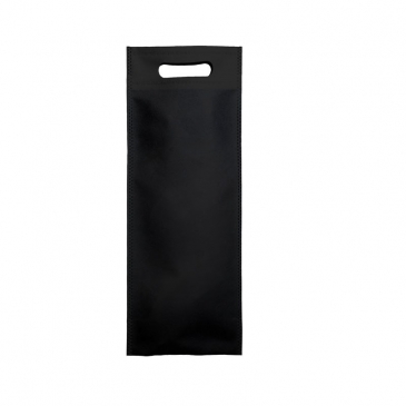 Bolsa de tela negra para 1 botella asa troquelada (paq. de 100 uds.)