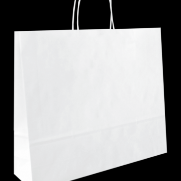 Bolsa de papel blanco 28+10x22 asa rizada