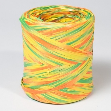 Rollo rafia polipropileno multicolor amarillo-verde-naranja 15mm x 200m
