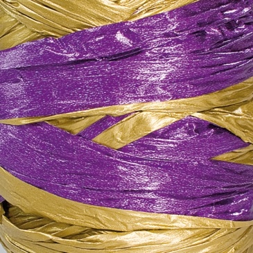 Rollo rafia polipropileno bicolor oro-morado 105mm x 25m