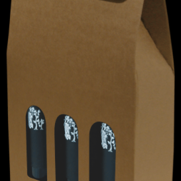 Estuches de cartón kraft 3 botellas con ventana (paq. de 25 uds.)